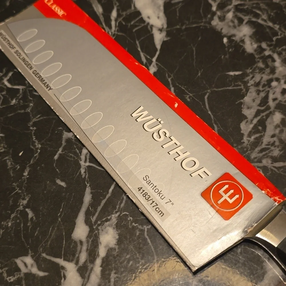 ❤BUY 5 GET 3 FREE Wüsthof 4183-7 Trident Classic Santoku Knife w/ Hollow Edge 7